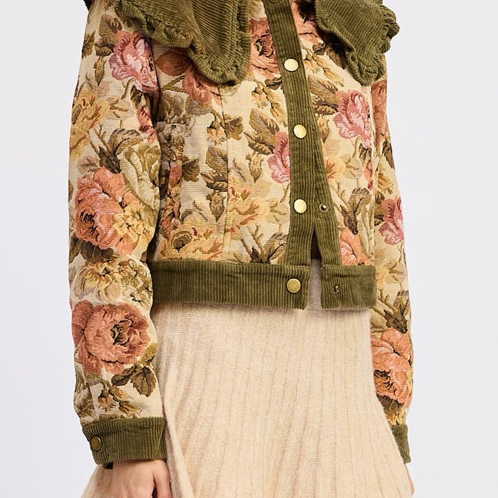 Vintage Style Jacquie The Label Floral Corduroy Women's Jacket - Picture 8 of 15